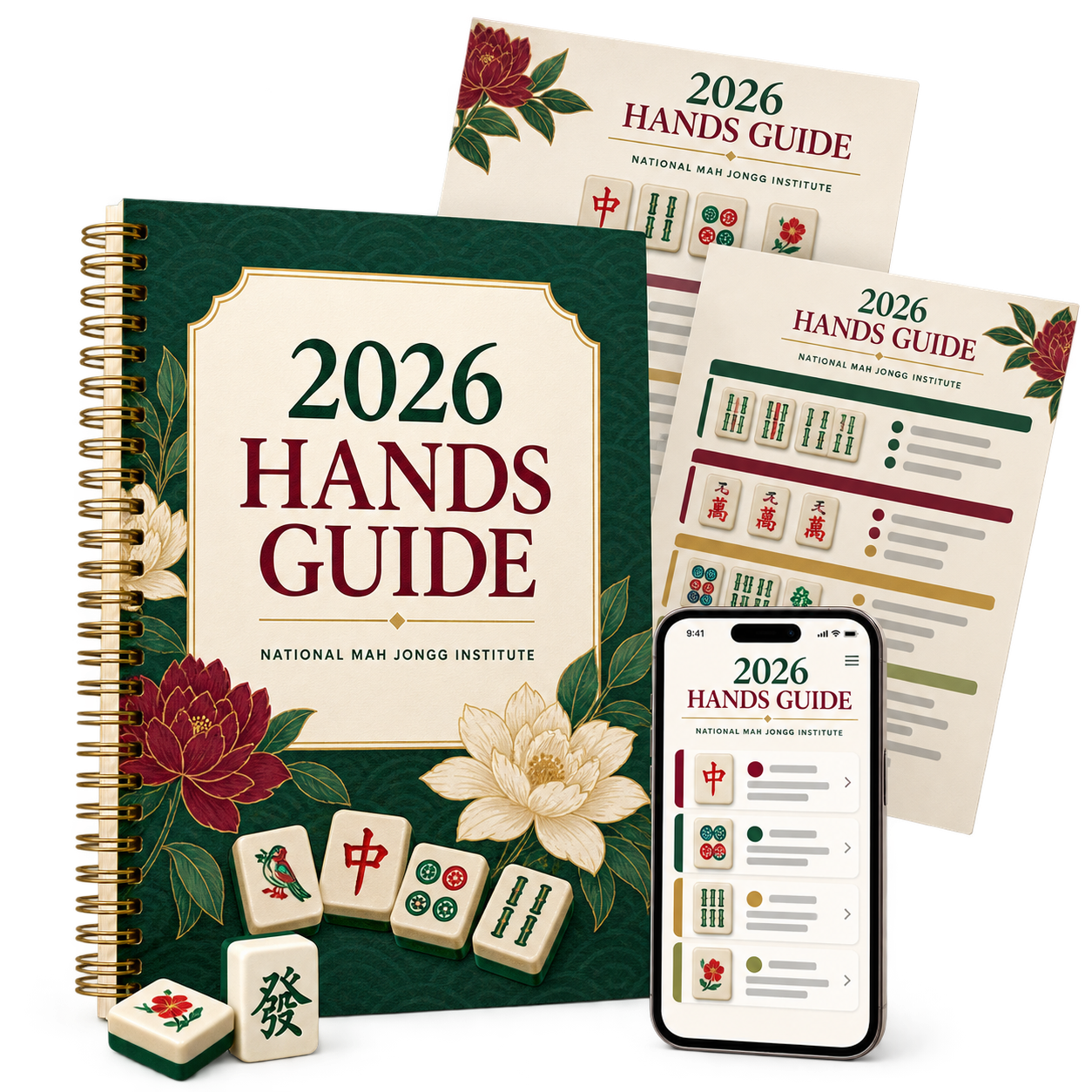 Printable and mobile versions of the National Mah Jongg Institute 2026 Hands Guide.